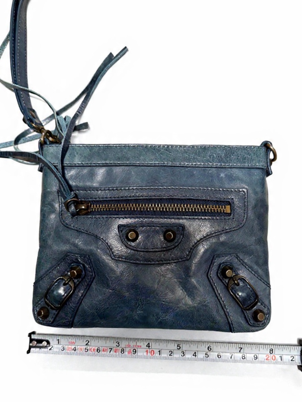 Balenciaga Blue Leather City Clip Clutch Bag - Picture 10 of 11